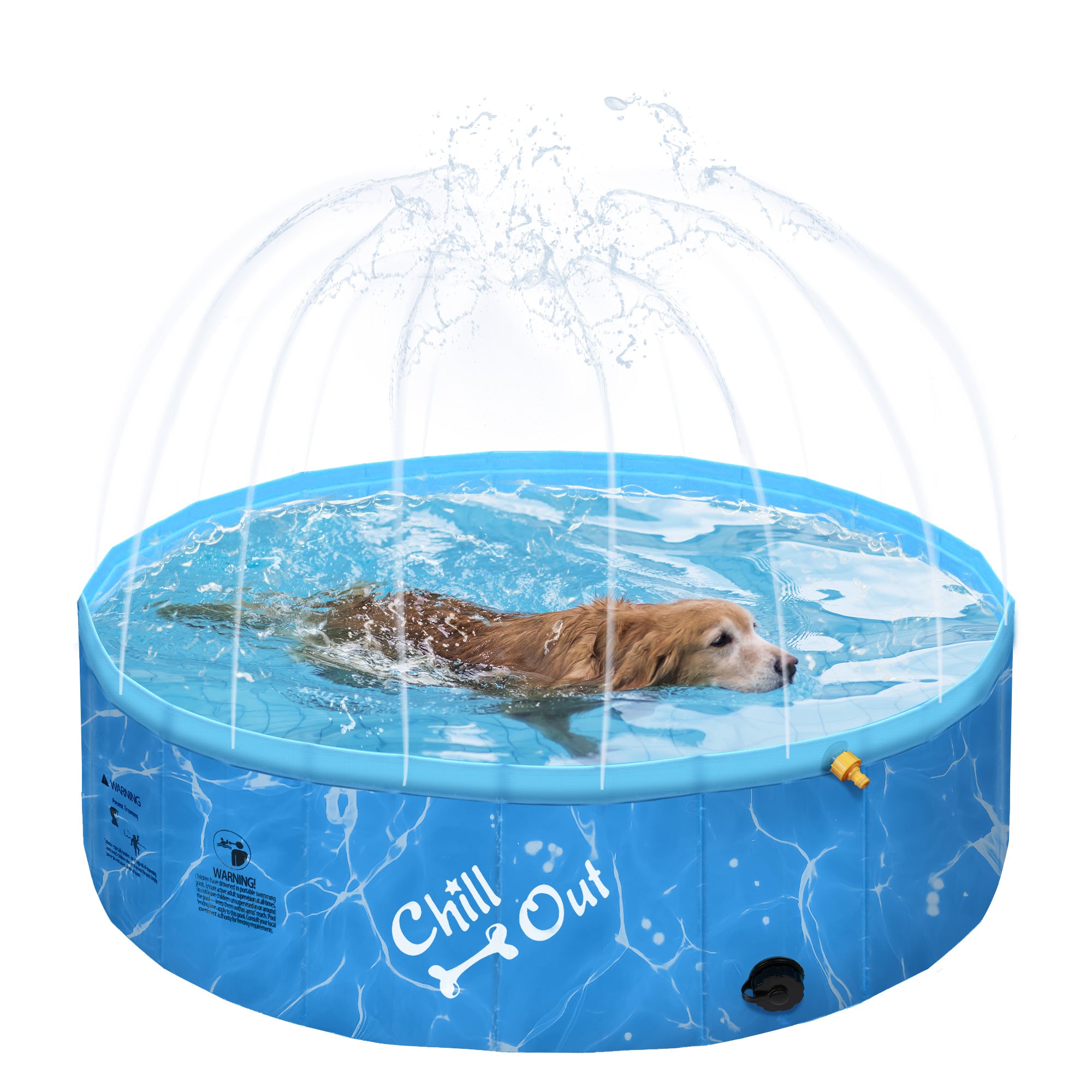 Sprinking Pool Chill Out - Dog Pool - 2-in-1 Foldable Sprinking Pool for Outdoor Backyard