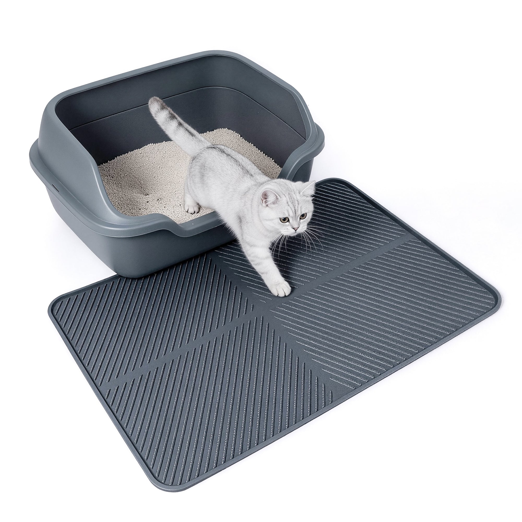 Allforpaws Go Fresh Clean Paw Silicone Cat Litter Mat, Medium Size, Non-Slip Washable Litter Trapping Mat