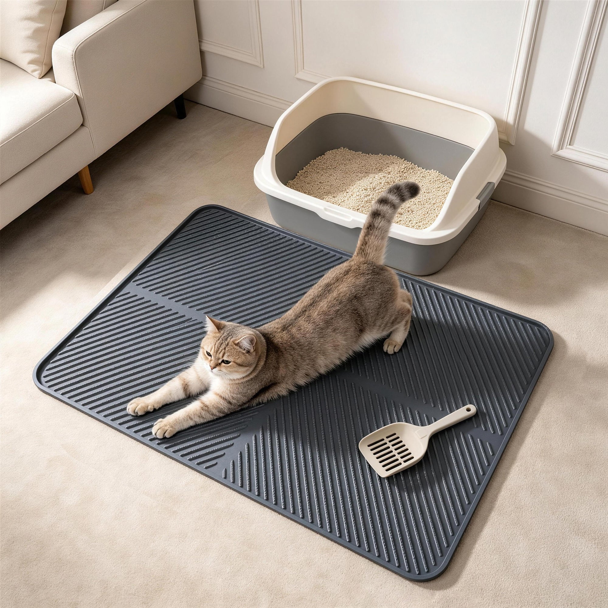 Allforpaws Go Fresh Clean Paw Silicone Cat Litter Mat, Medium Size, Non-Slip Washable Litter Trapping Mat