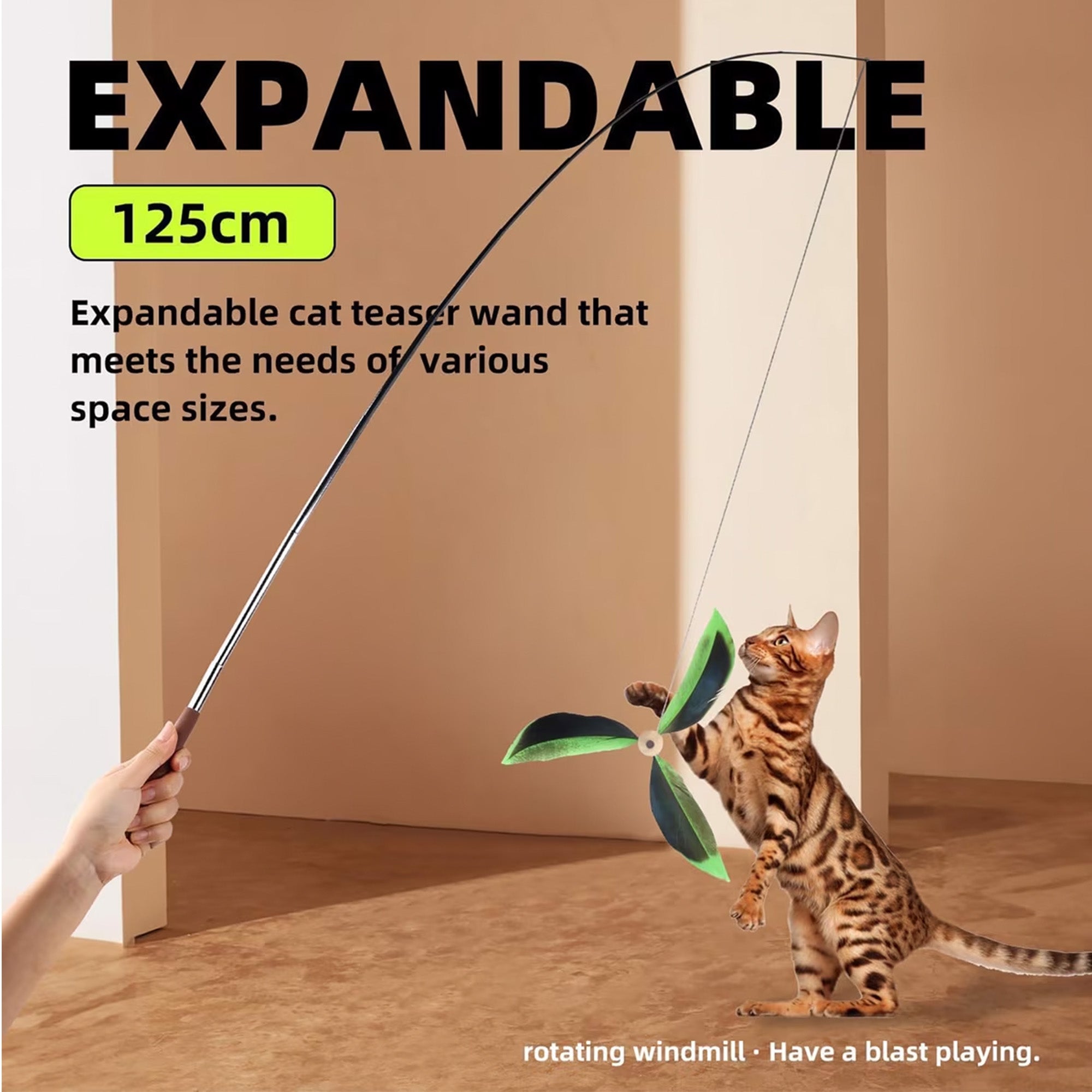 Natural Instinct - Feather Copter Cat Wand - Green