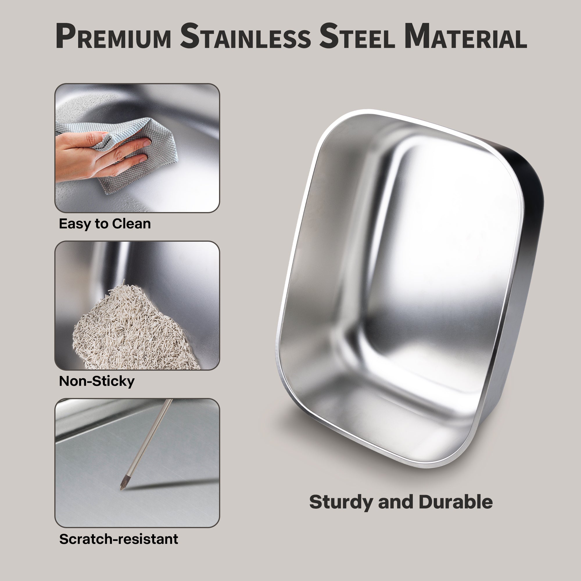 Go Fresh - Cat Litter Box - 2 Entries Hooded Cat Litter Box With Stainless Steel Base