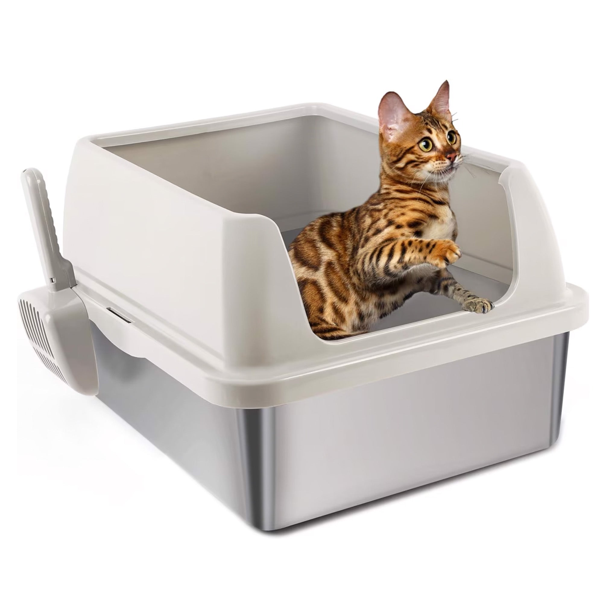Go Fresh - Cat Litter Box - Enclosed Stainless Steel Cat Litter Box