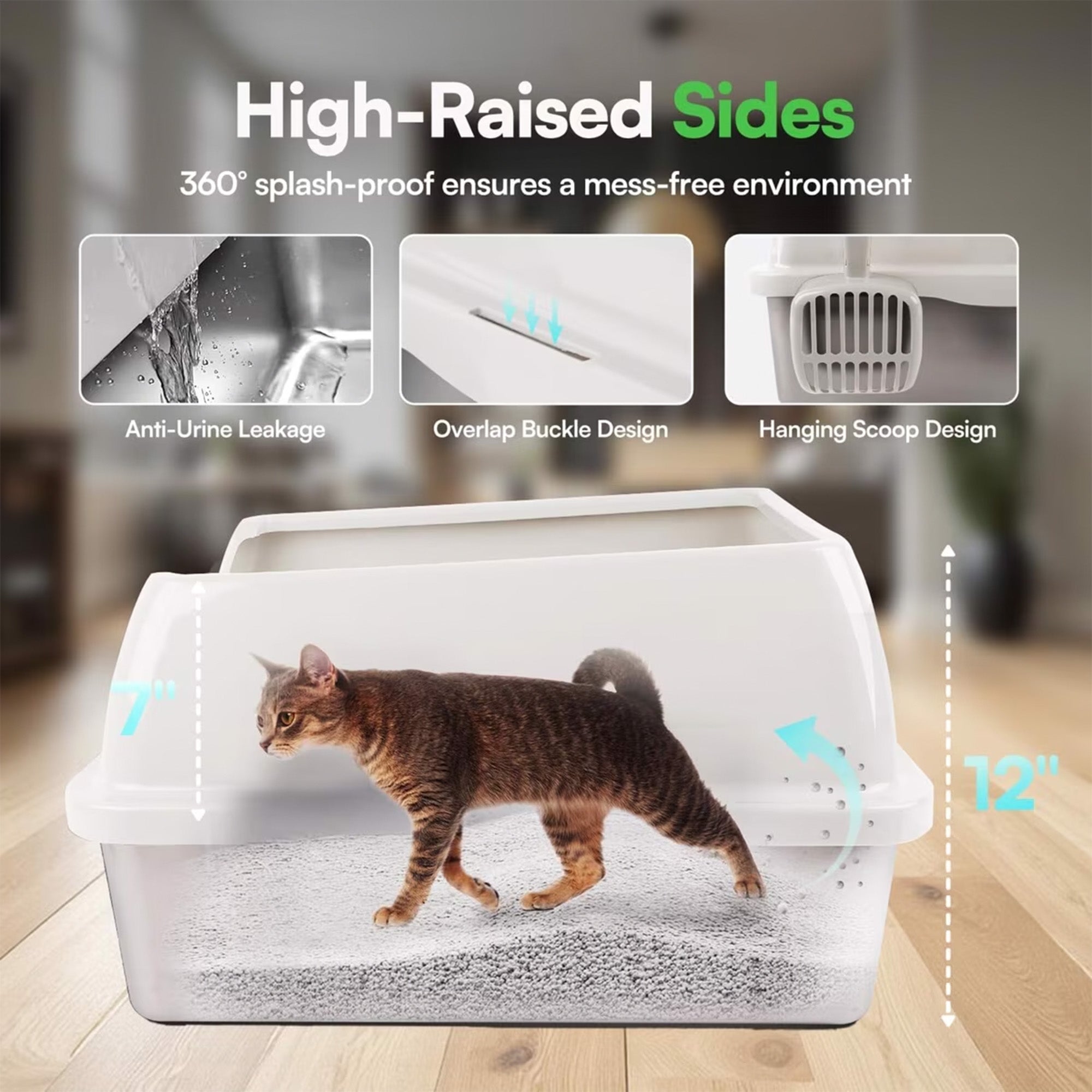 Go Fresh - Cat Litter Box - Enclosed Stainless Steel Cat Litter Box