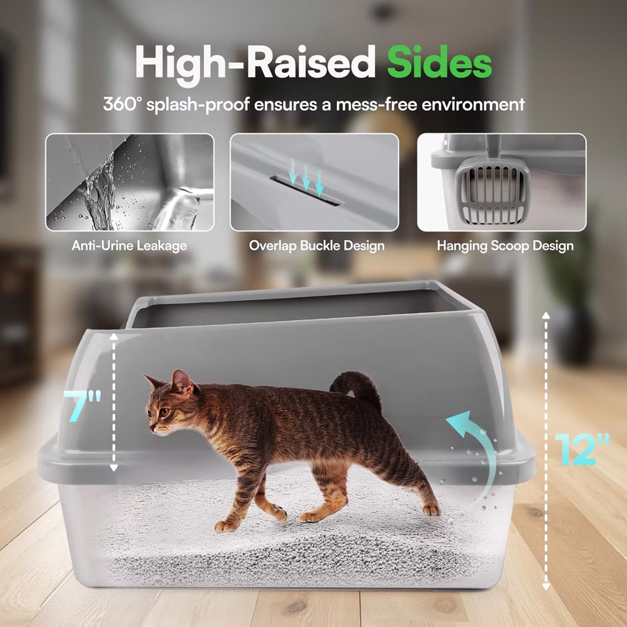 Go Fresh - Cat Litter Box - Enclosed Stainless Steel Cat Litter Box