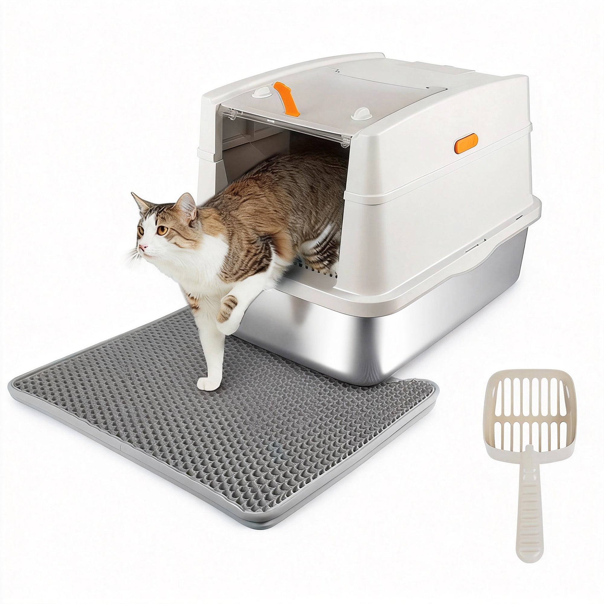 Go Fresh - Cat Litter Box Hooded Stainless Steel Base