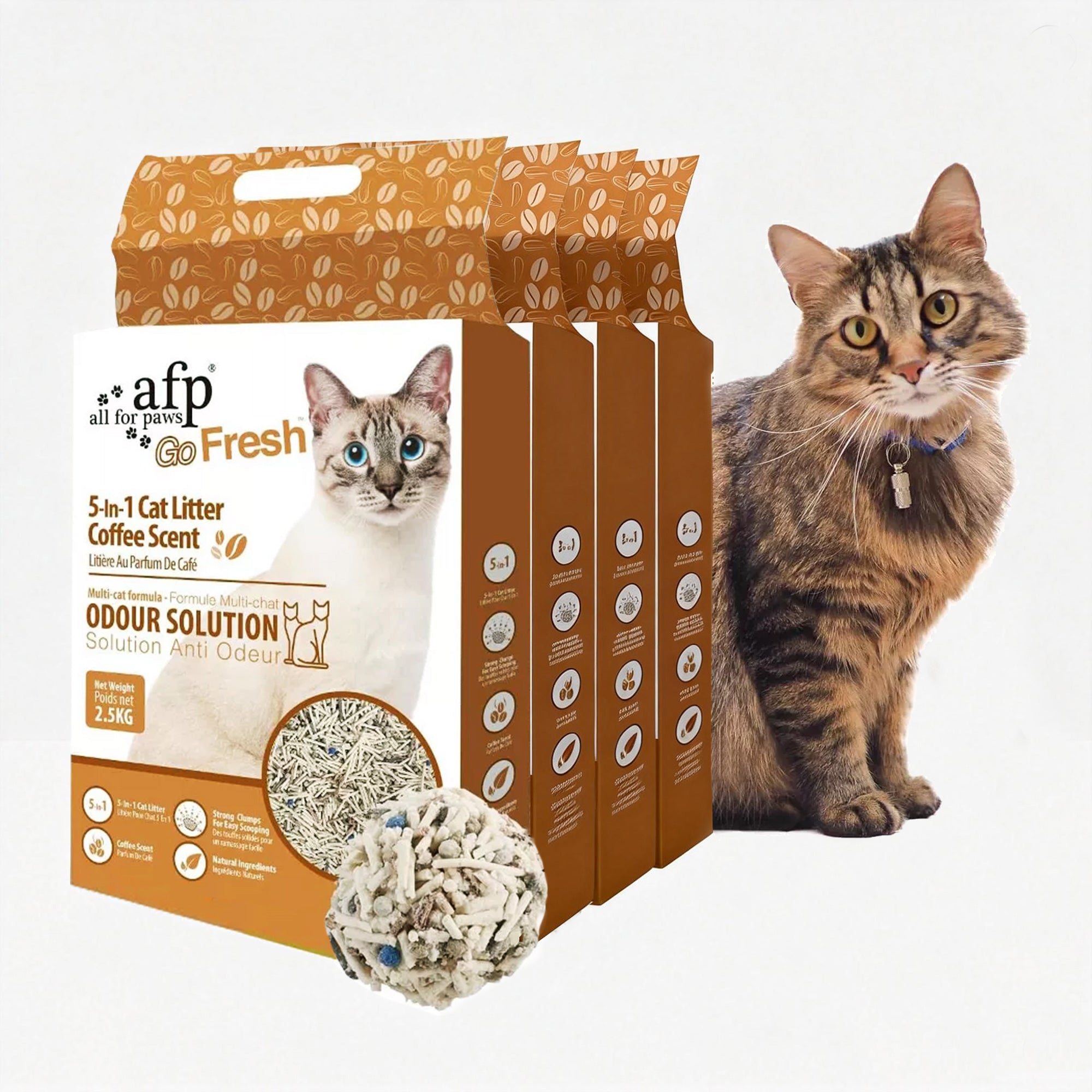 Natural 5 in 1 Mixed Clumping Cat Litter with Recycled Coffee Grounds