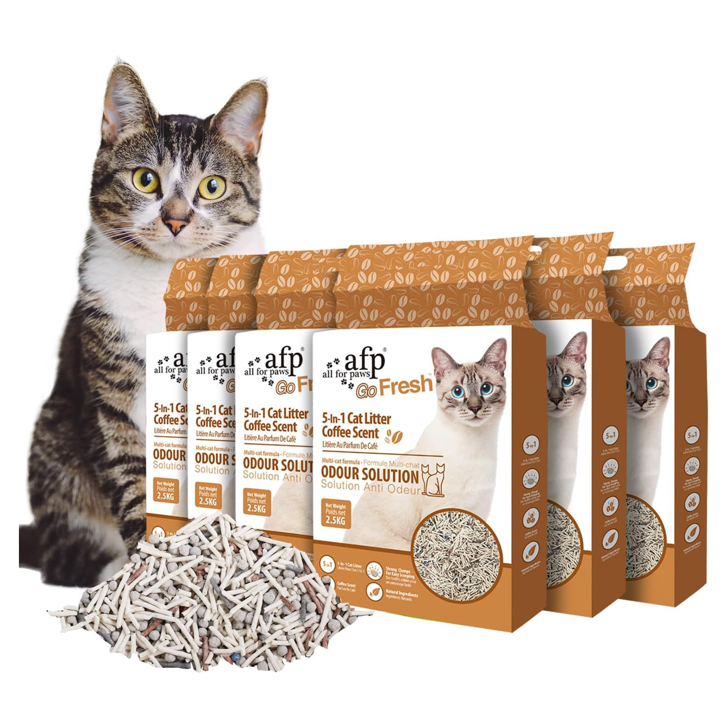 Natural 5 in 1 Mixed Clumping Cat Litter with Recycled Coffee Grounds