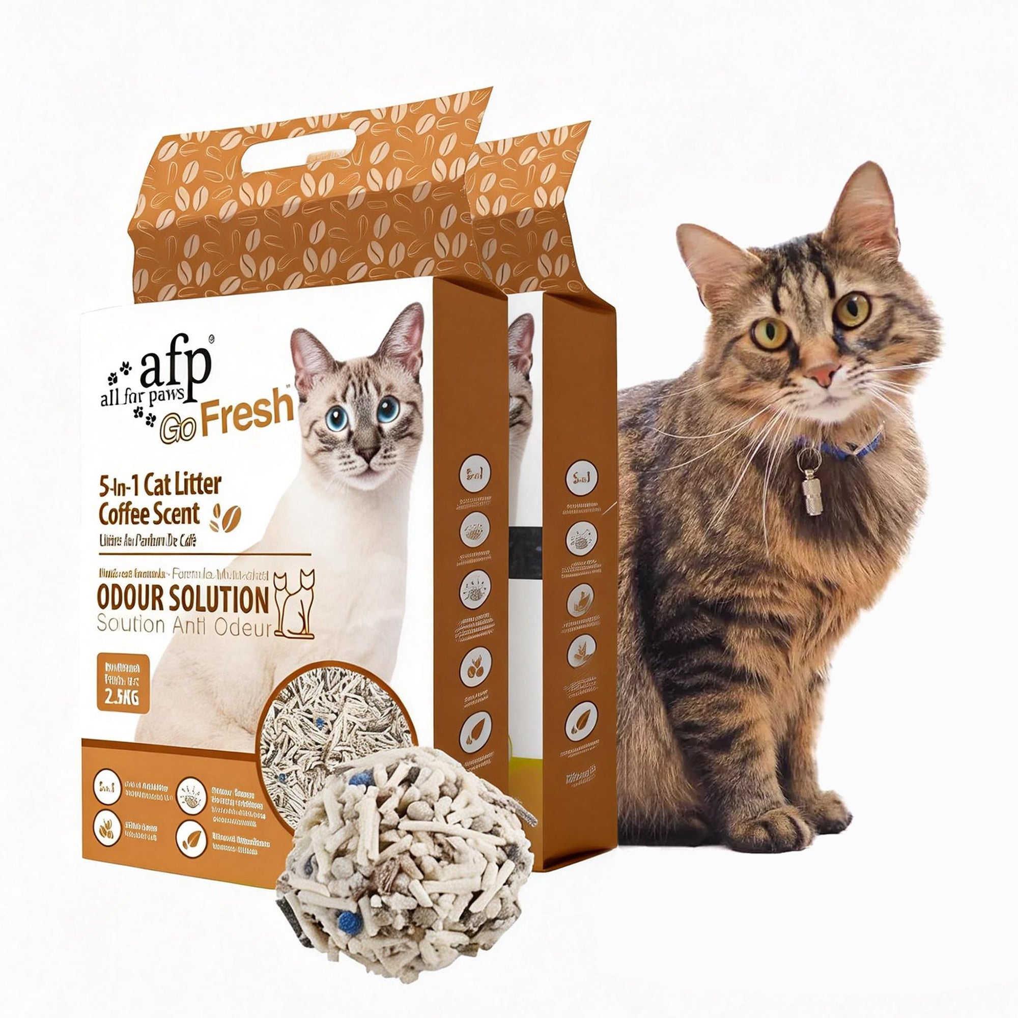 Natural 5 in 1 Mixed Clumping Cat Litter with Recycled Coffee Grounds