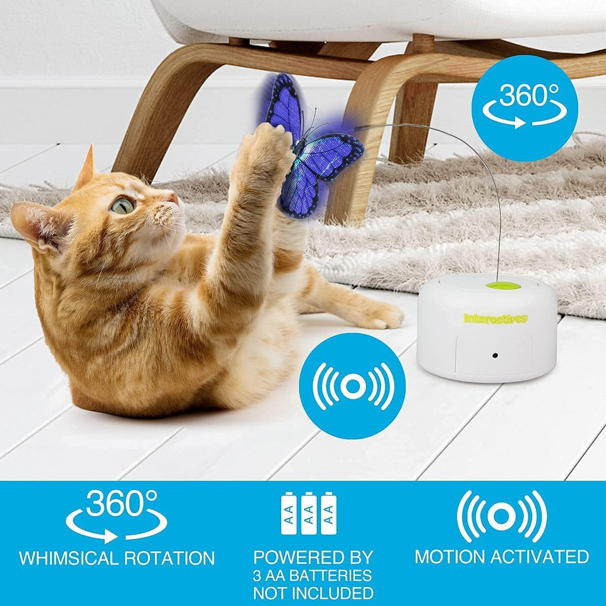 AFP Motion Activated 360° Rotating Butterfly Interactive Cat Toy