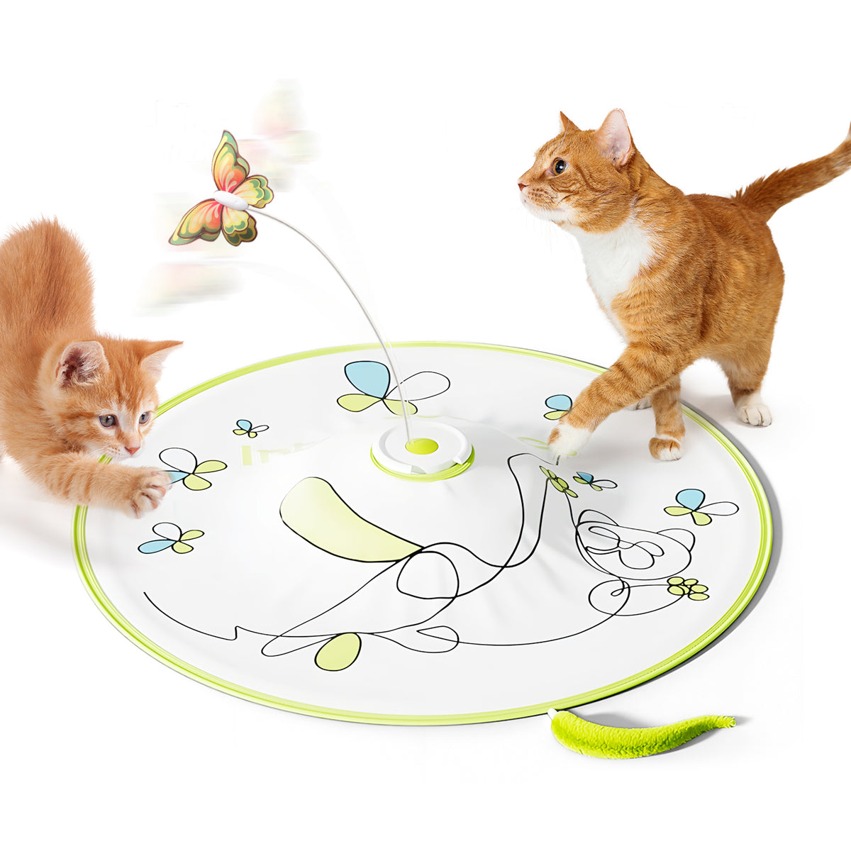 Interactive Flutter Bug Cat Toy with Motion-activated Hide-N-Seek