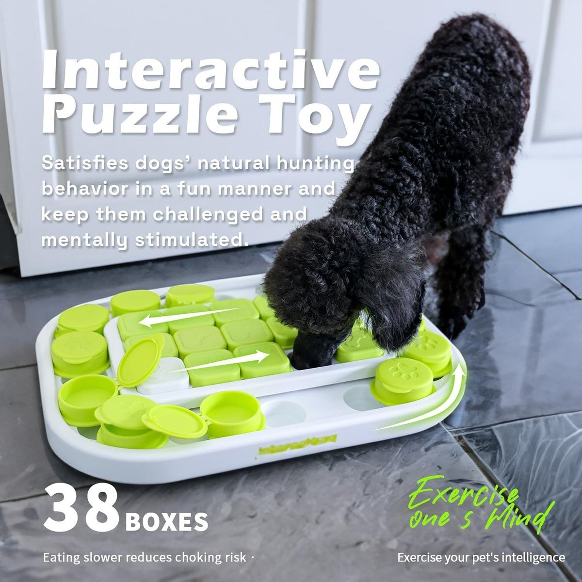 Interactives Dog Puzzle Toys - Mentally Stimulating Treat Dispenser for Training Large