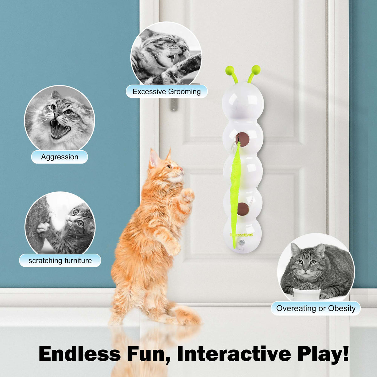 Interactives - Wack'A'Worm Post Cat Toy