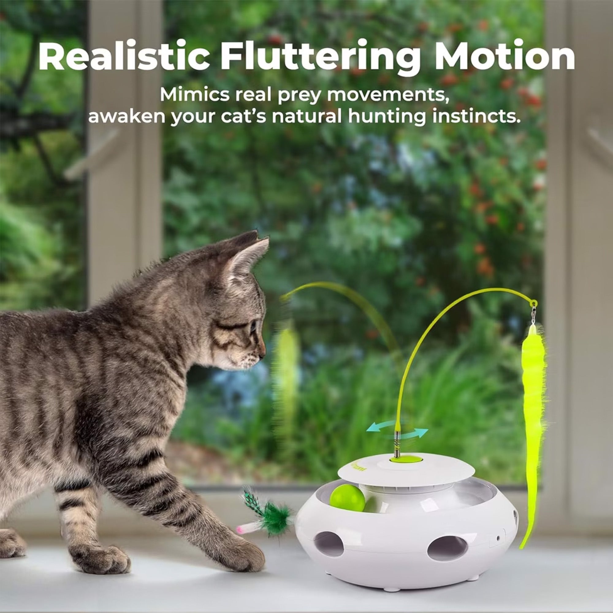 AFP 3-In-1 Interactive Cat Toy with 360° Rotating Bug