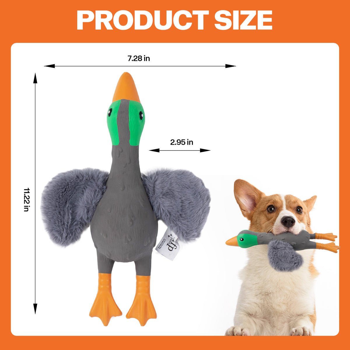 ZooTex Squeaky Latex Dog Toys - Soft Wing Mallard