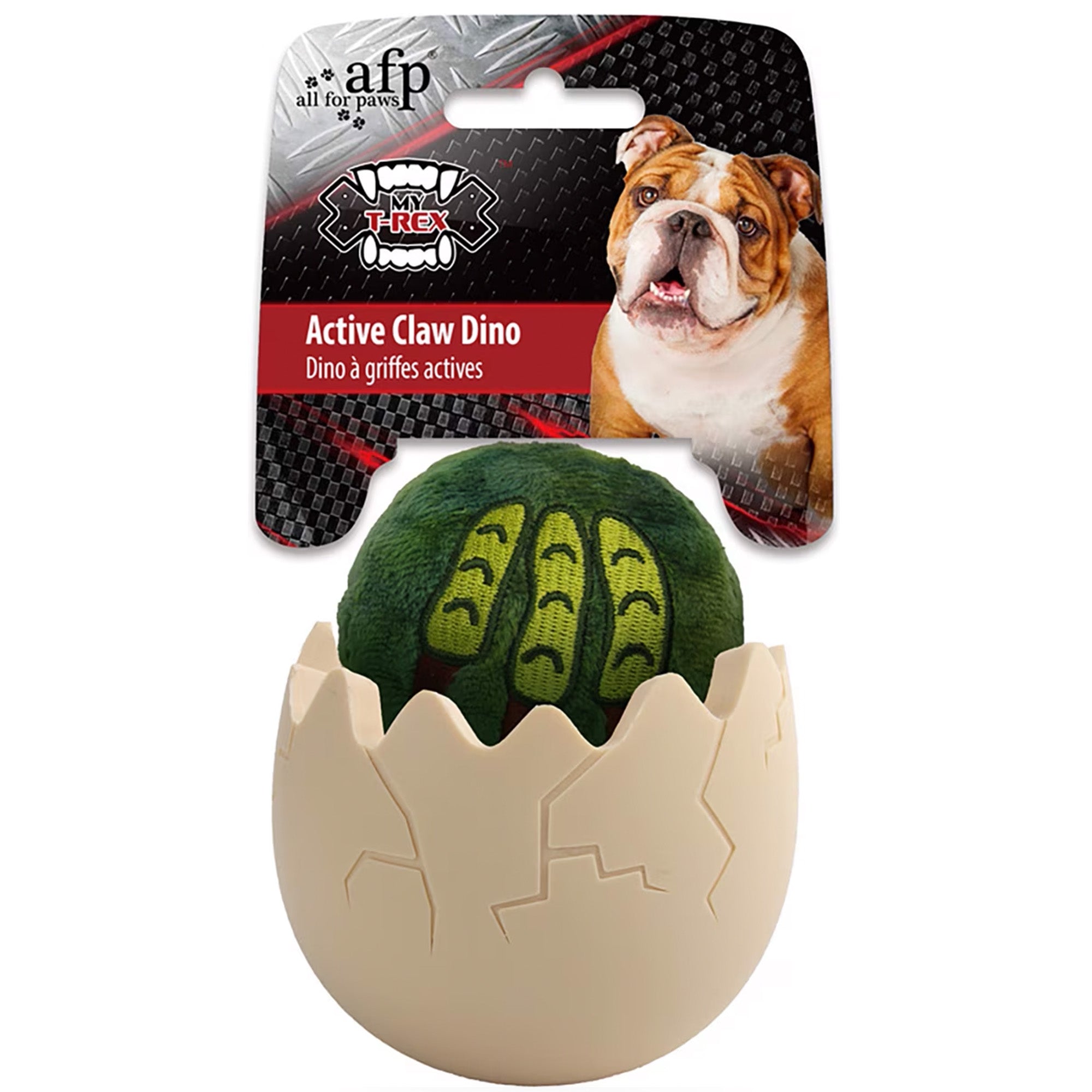 Allforpaws My T-Rex Active Claw Dino Dog Chew Toy, Multicolor, 3.1 x 3.1 x 4-in