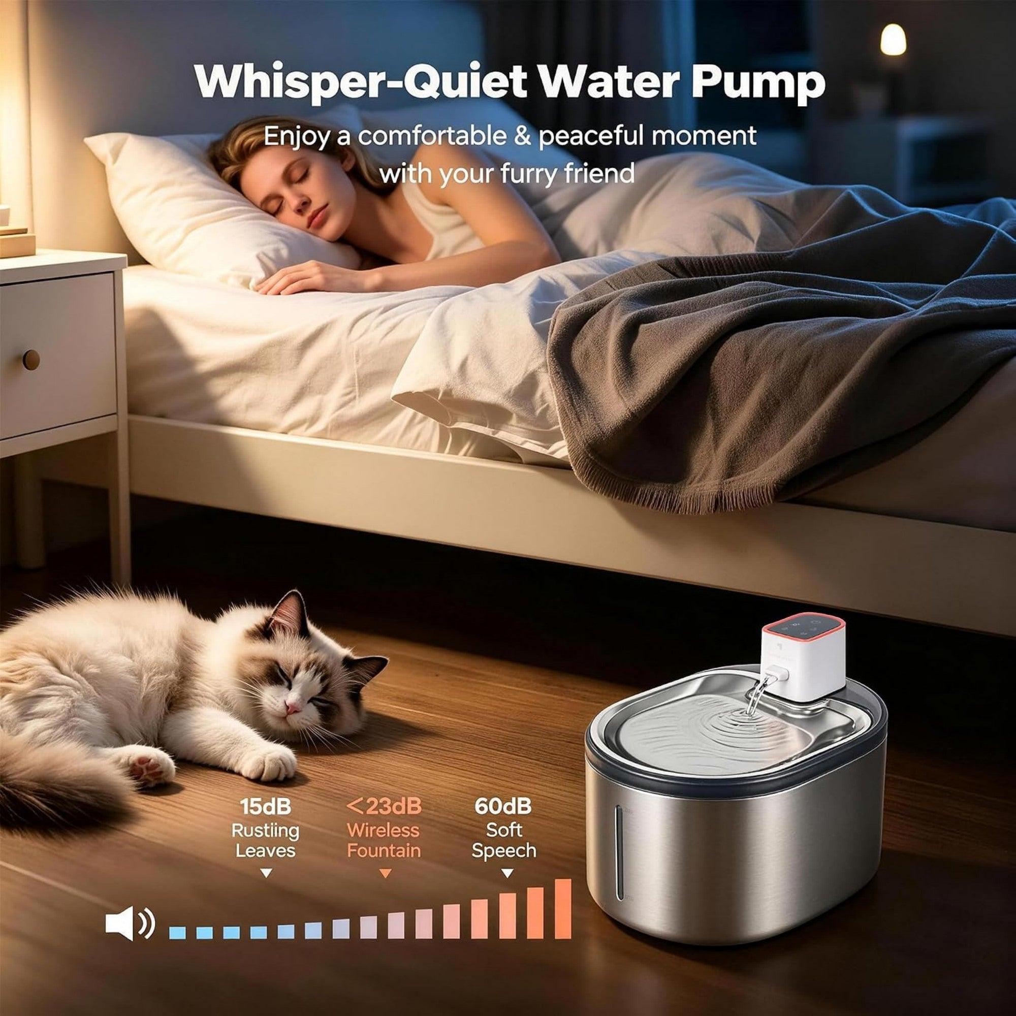 StilFlow 4 Cordless Stainless Steel Pet Water Fountain, 4L