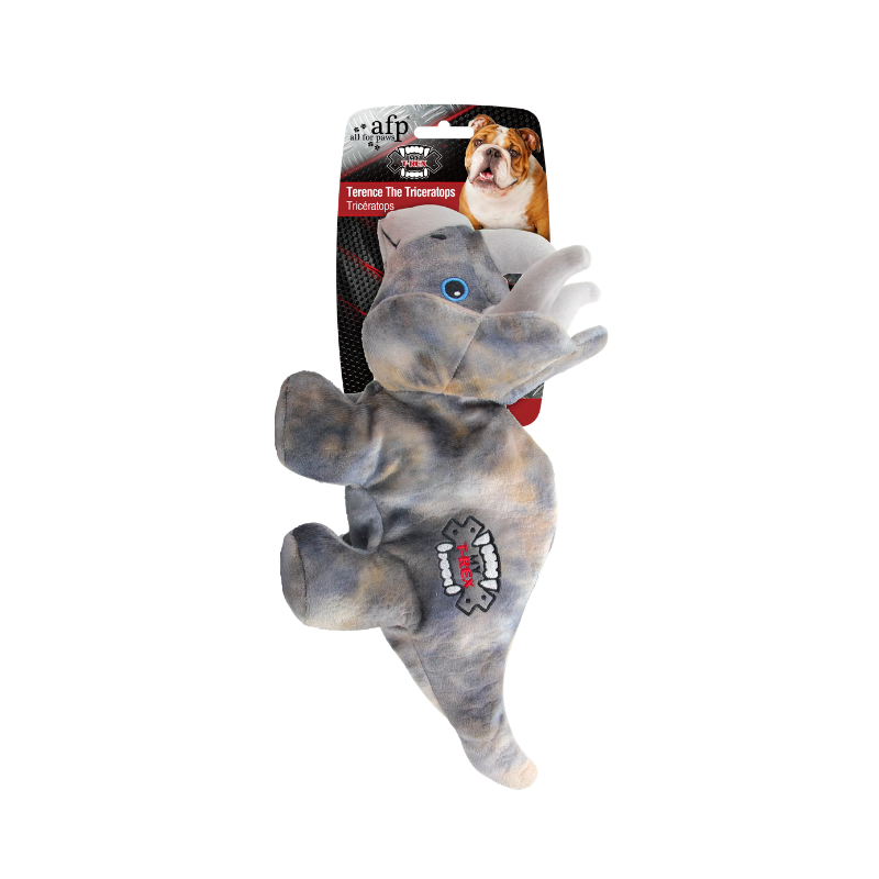 My T-Rex - Squeaky Dog Toys - Thomas The Mini Triceratops Plush Dog Toy with Crinkle Paper - S
