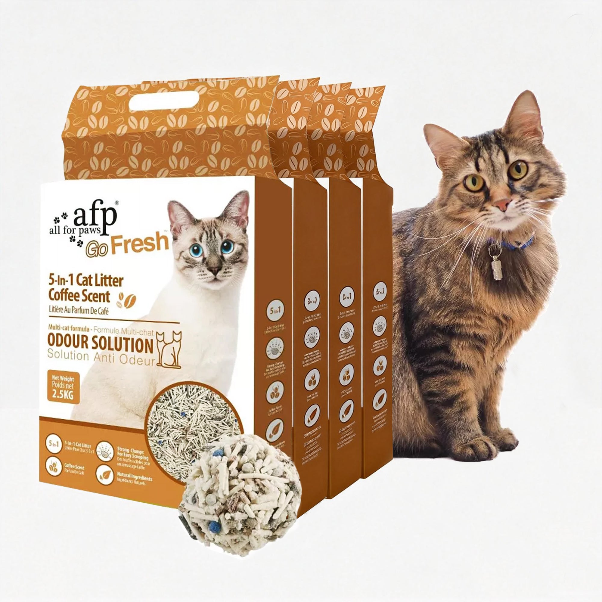 Natural 5 in 1 Mixed Clumping Cat Litter with Recycled Coffee Grounds