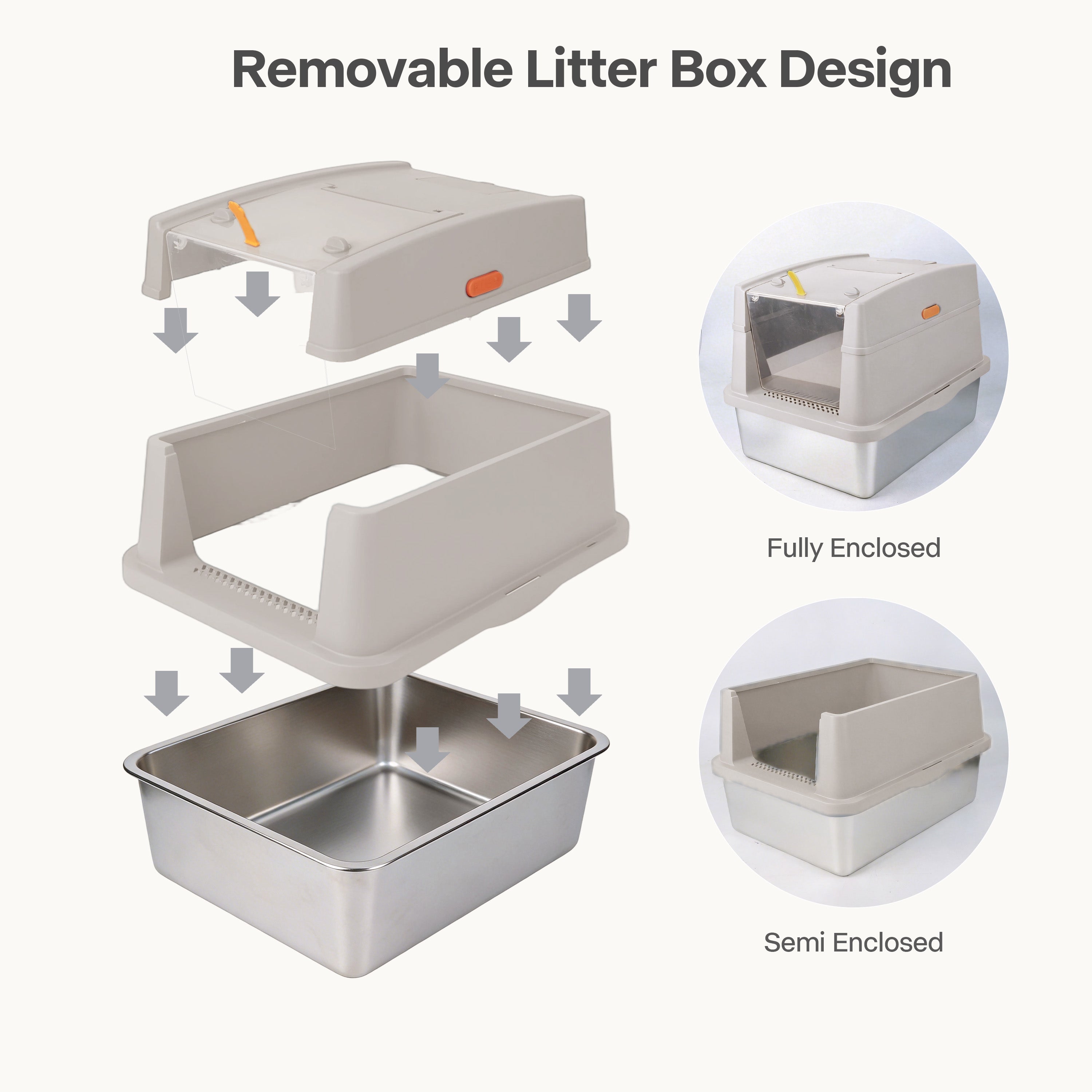Go Fresh - Cat Litter Box Hooded Stainless Steel Base
