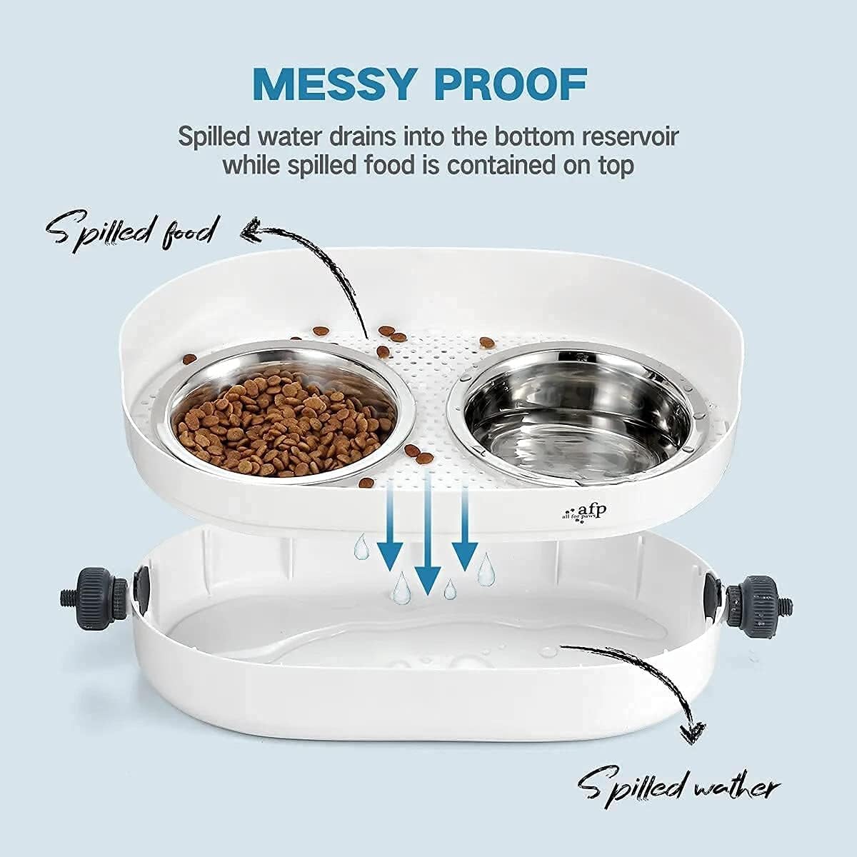 Lifestyle 4 Pet -3 In 1 Height Adjustable Stainless Steel Elevated Double Bowls