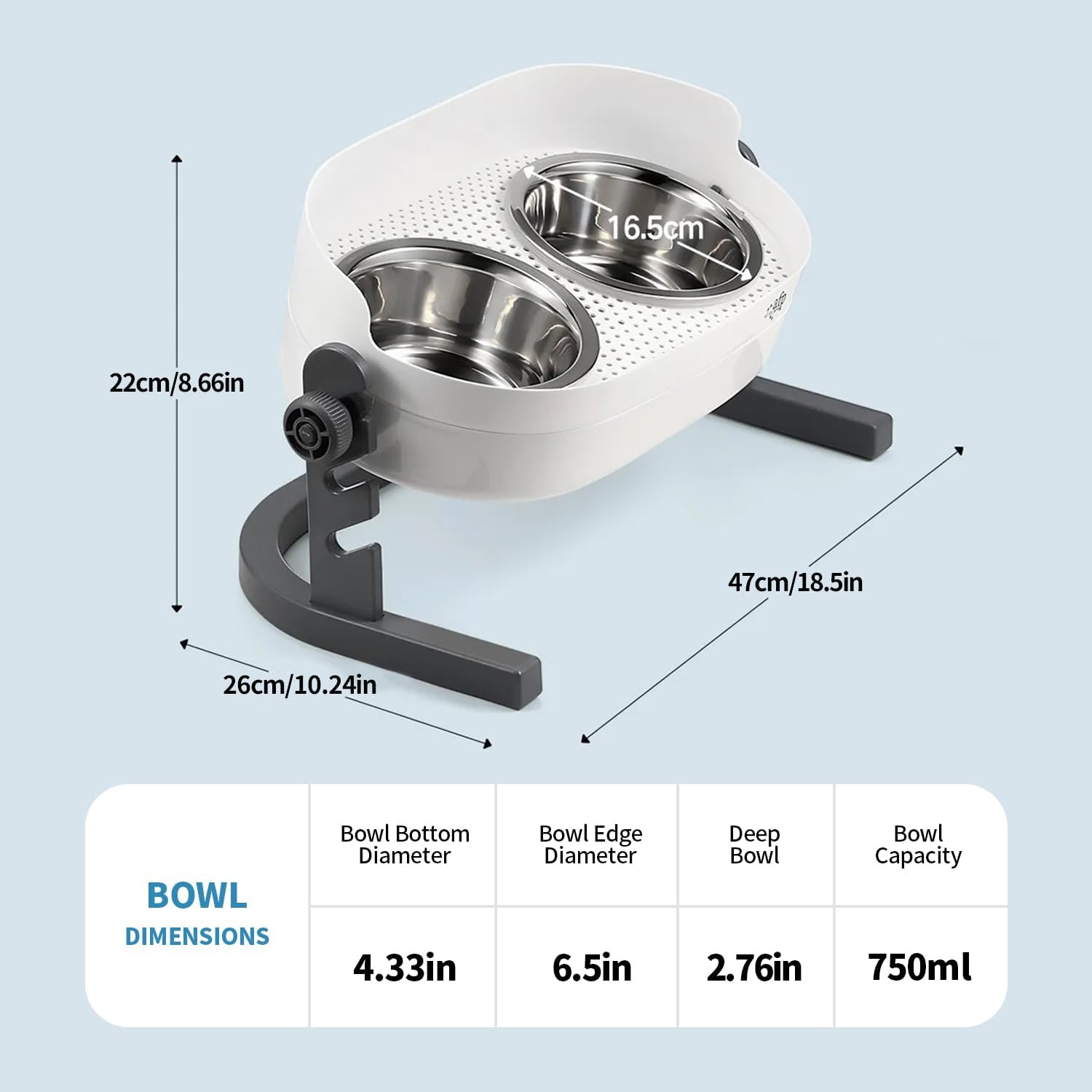 Lifestyle 4 Pet -3 In 1 Height Adjustable Stainless Steel Elevated Double Bowls