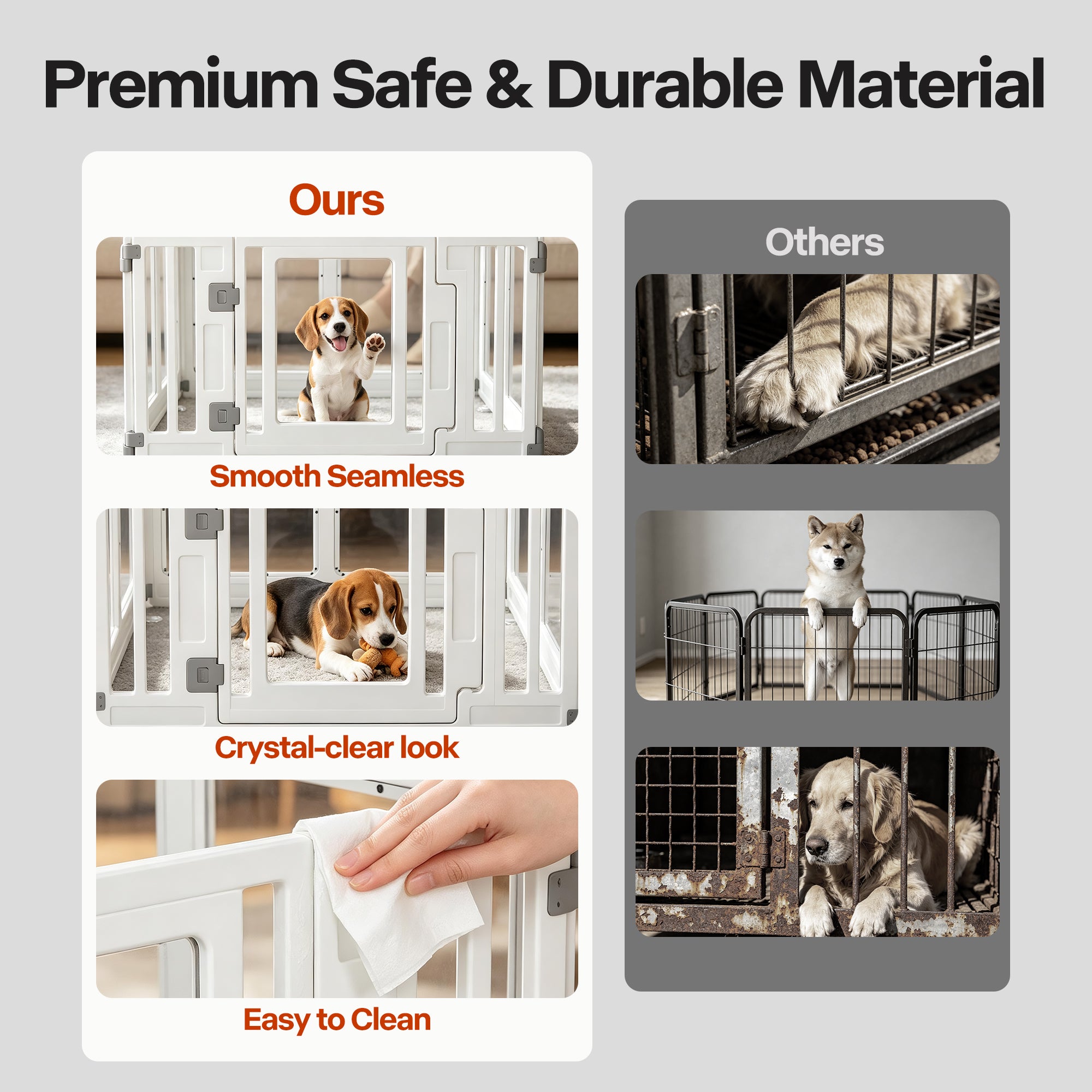AFP 3-Size Acrylic Dog Playpen | Modular Clear Indoor Dog Exercise Pen with Lockable Door, Small to Large Pet Fence