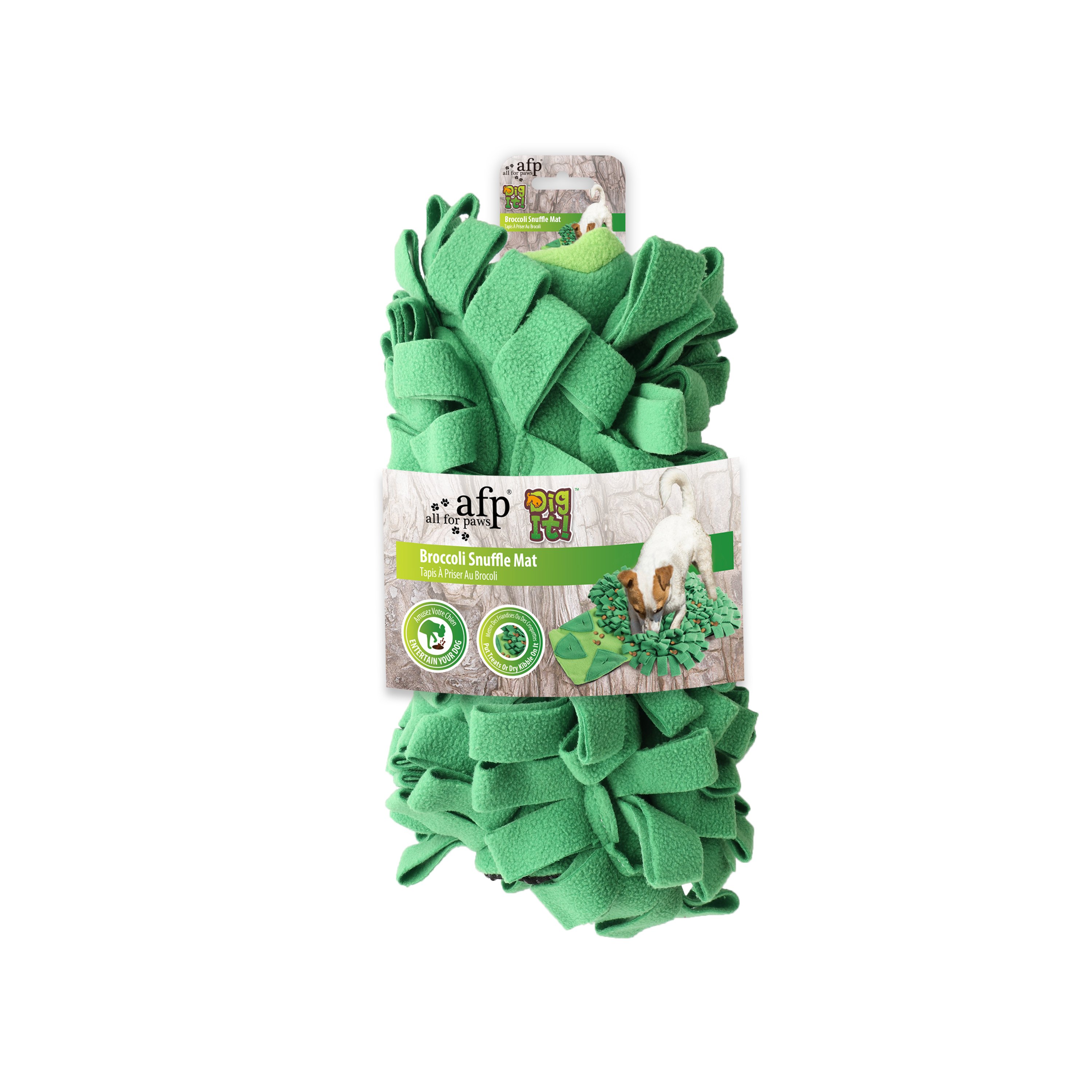 AFP Dig It Broccoli Snuffle Mat Hide & Seek Dog Toy Green | Interactive Nose Work Enrichment Mat for Slow Feeding and Stress Relief