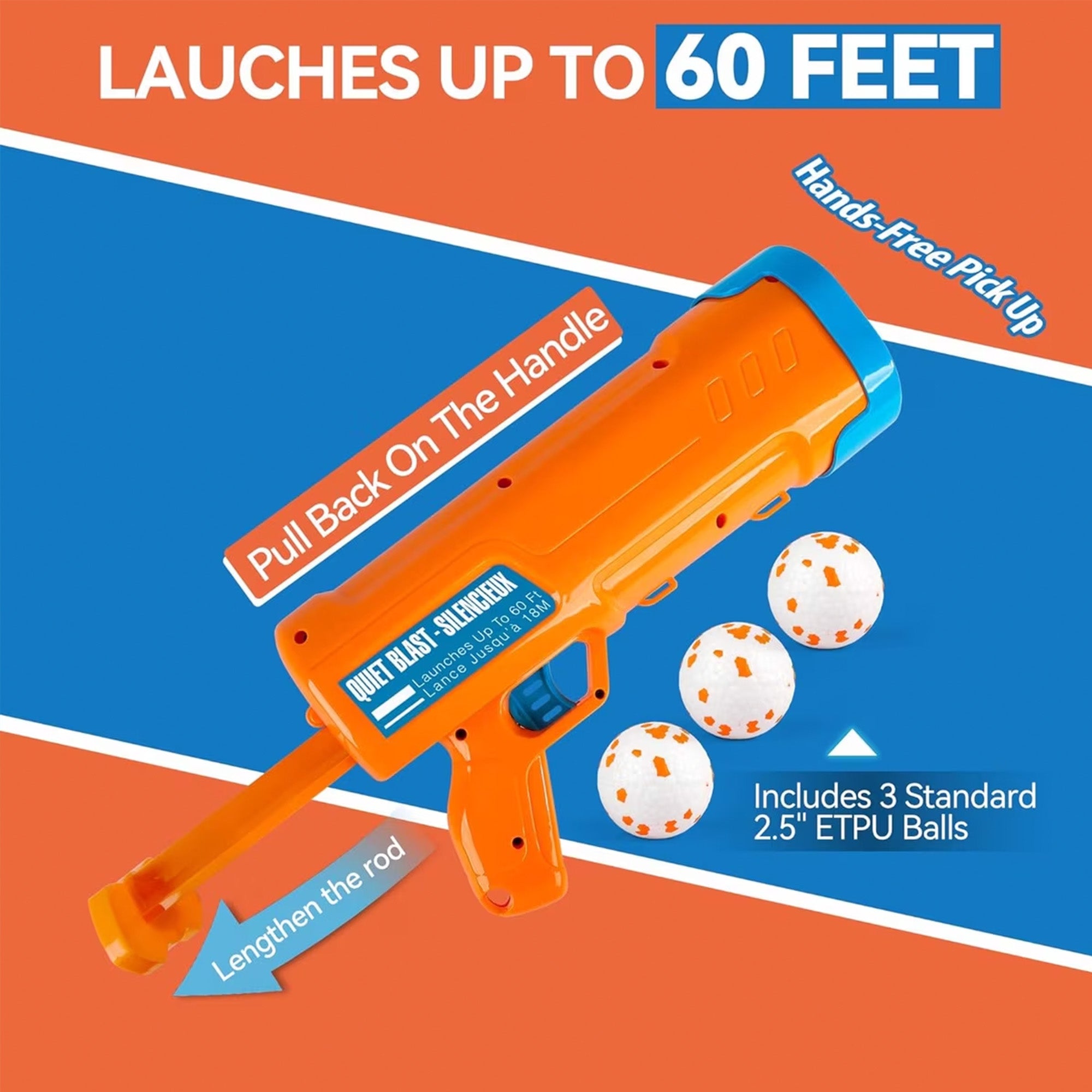 Wag Play- Tennis Ball Blaster Pro - 60 ft