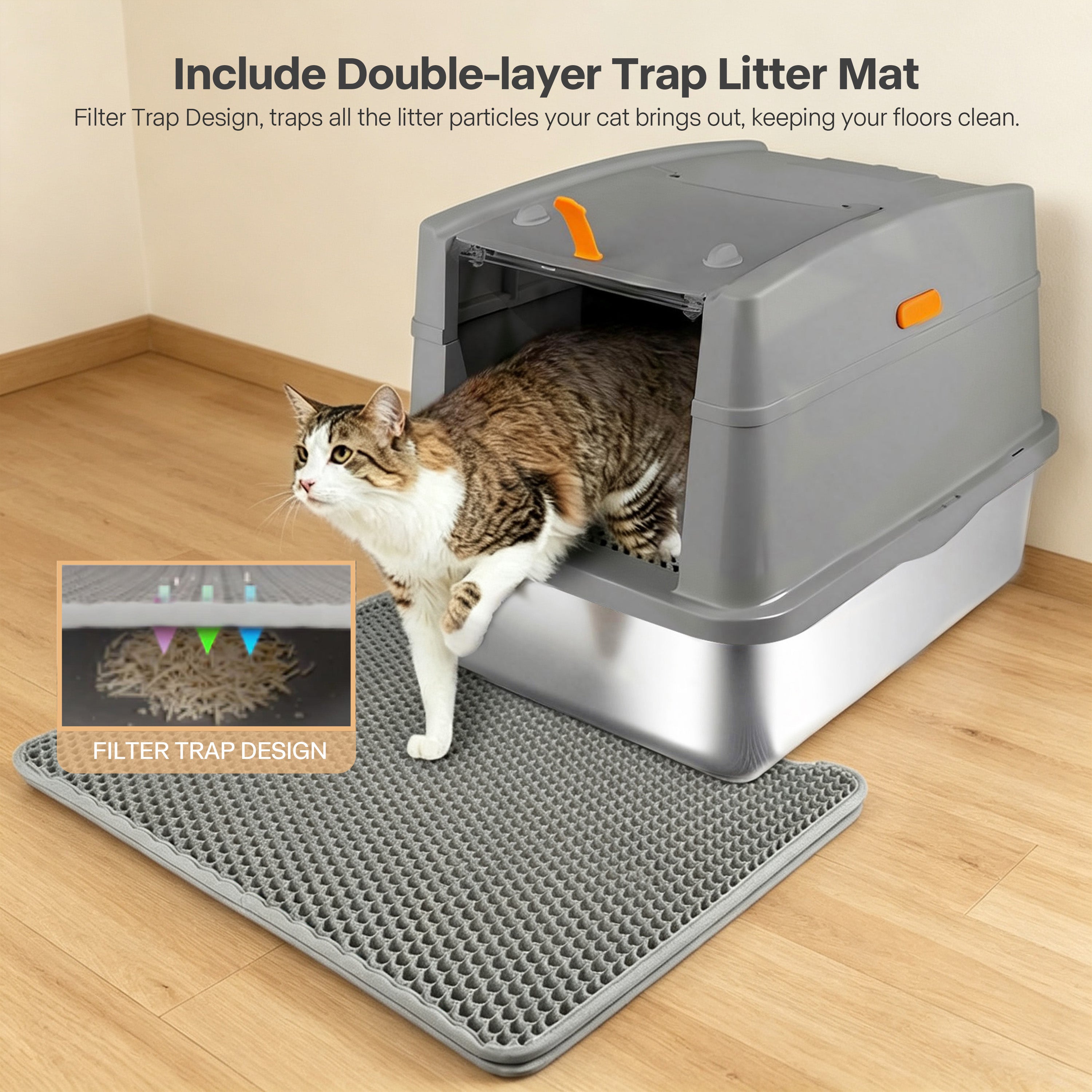 Go Fresh - Cat Litter Box Hooded Stainless Steel Base