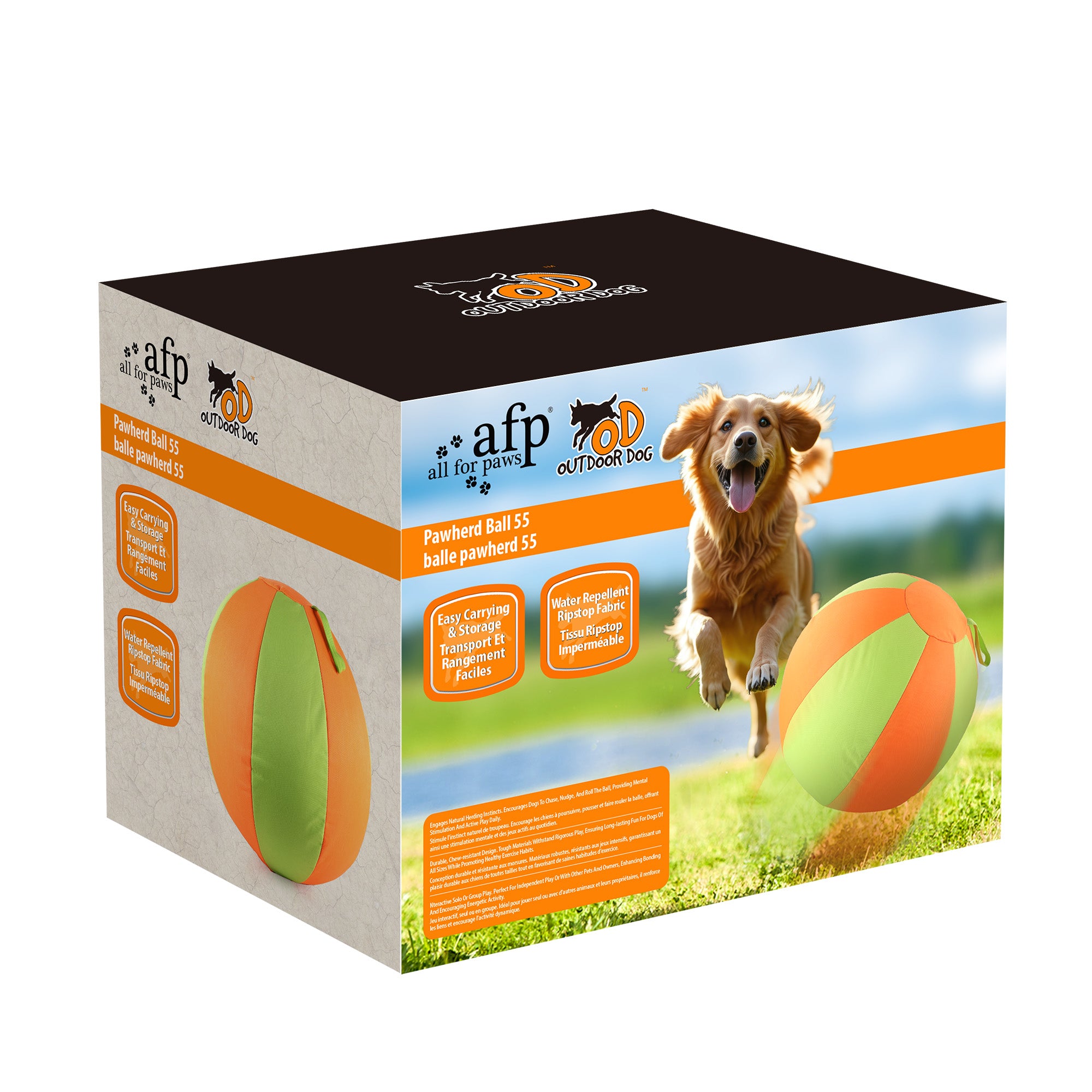 AFP Dog Herding Ball | Inflatable Play Ball with Removable Washable Outer Cover, Encourages Natural Herding Instincts for Indoor & Outdoor Play