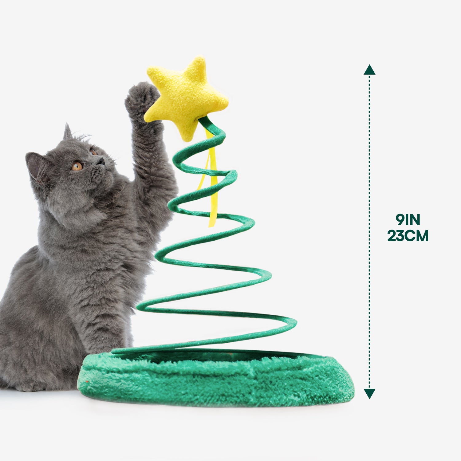 Christmas Tree  Cat Plush Spin Toy with Spiral Spring Plates