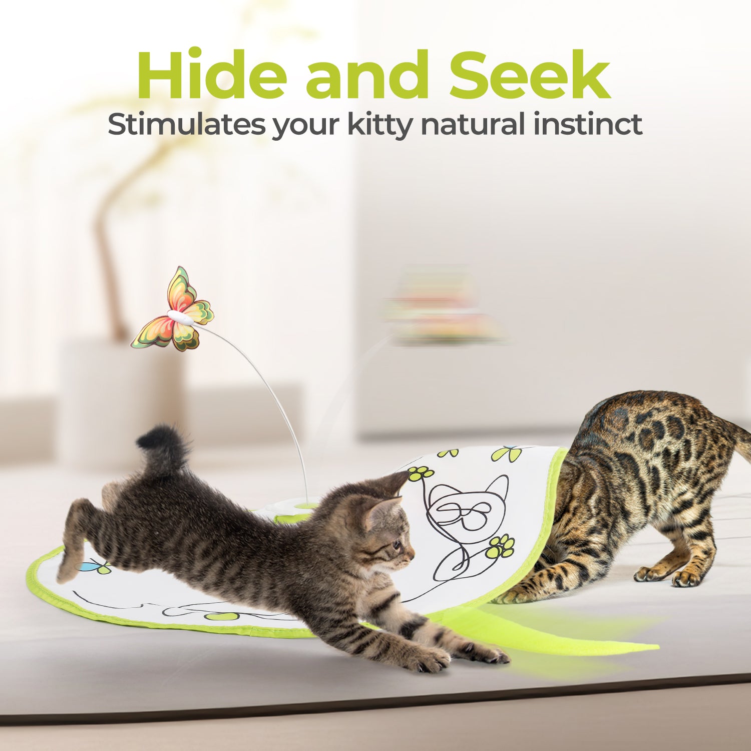 AFP-Allforpaws  Interactive Flutter Bug Cat Toy with Motion-activated Hide-N-Seek