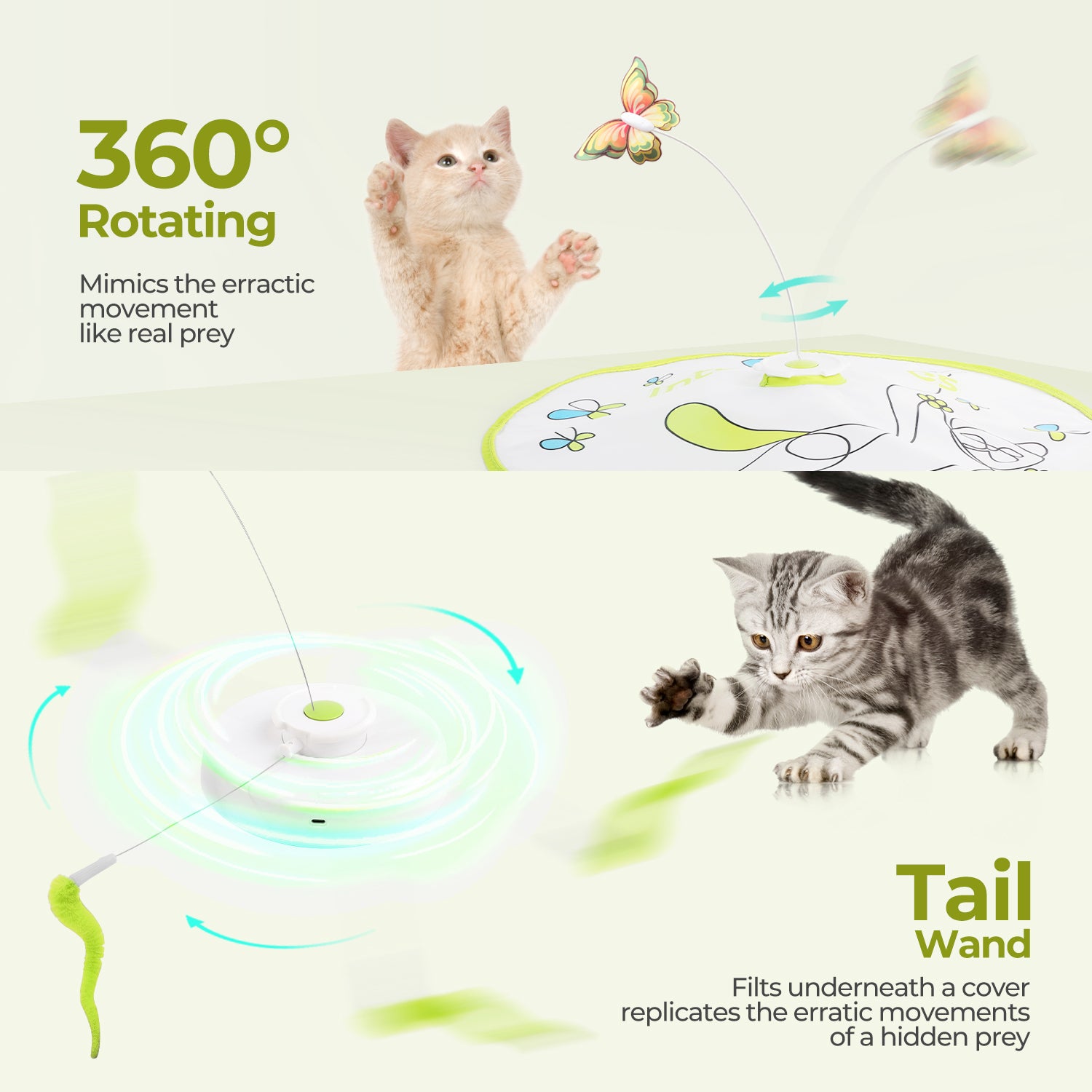 AFP-Allforpaws  Interactive Flutter Bug Cat Toy with Motion-activated Hide-N-Seek